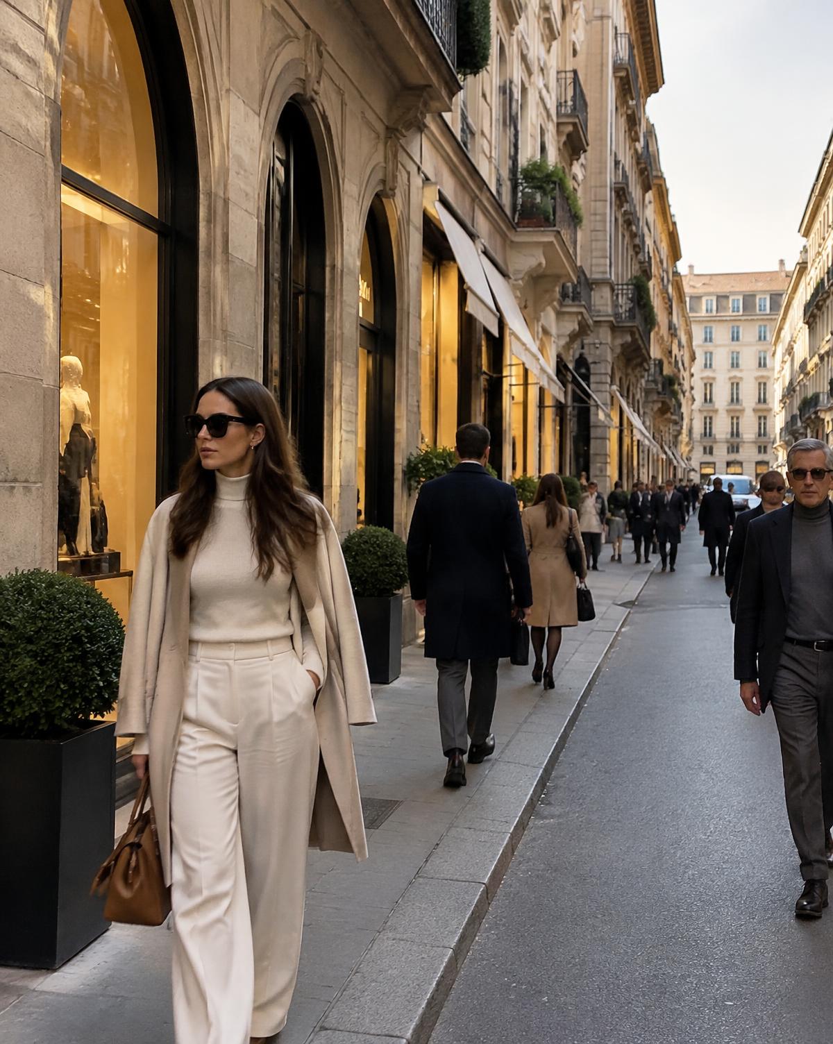 Vitrines iluminadas no Quadrilatero della Moda, em Milão